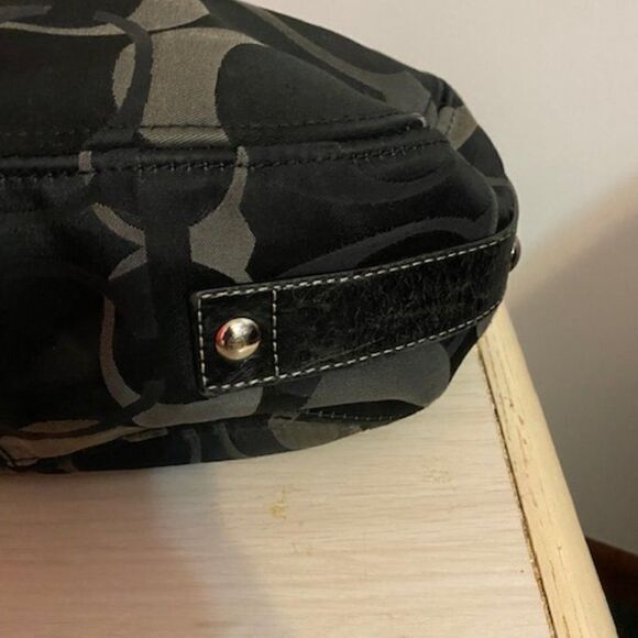 Coach #14710 Zoe Optic Black/Gray/Silver Signature Jacquard and Leather Trim - Picture 5 of 11